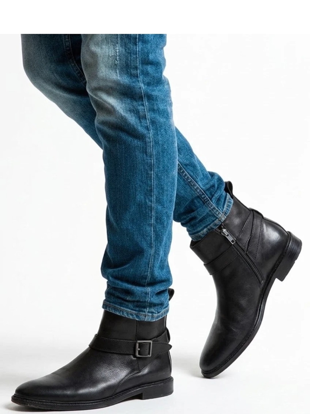 Banana Republic Mens Black Italian Leather Chukka Boots with Buckle Sz 8.5